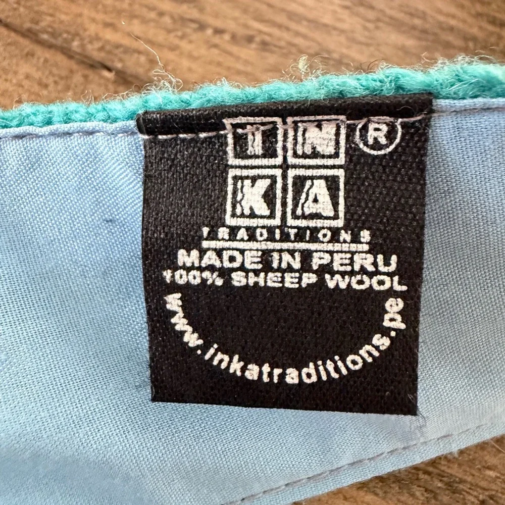 Inka Traditions Peru‎ 100% Sheep Wool Floral Embroidered Boho Belt Turquoise Inka Traditions Peru‎ 100% Sheep Wool Floral Embroidered  main image 3